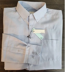 NWT OOBE Men's Button-Down Long Sleeve Shirt Med Blue Stain Release Treated - Picture 1 of 9