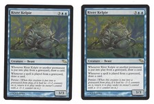 MTG Magic The Gathering Shadowmoor River Kelpie X 2 Rare Blue Beast Creature