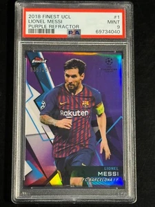 2018 Finest UCL Purple Refractor #1 Lionel Messi /250 PSA MINT 9 (higher:3) - Picture 1 of 2