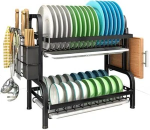 Kitchen Dish Cup Drying Rack Utensil Drainer Dryer Tray Cutlery Holder Organizer - Picture 1 of 17
