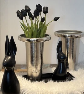 Diga Colmore Vase hohe Vase Tulpenvase RAW NEU Silber Deko Blumentopf - Bild 1 von 13