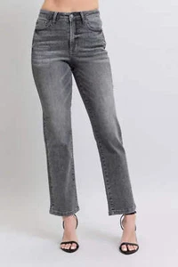 Judy Blue High Waist Rhinestone Straight Leg Denim Jeans - Picture 1 of 14