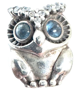 Authentic Pandora Sterling Silver Sparkling Owl Charm 798397NBCB - Picture 1 of 6
