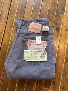 Vintage 1987 Levi's 501 Charcoal Gray Denim Jeans 34x34 Deadstock Made In USA - Picture 1 of 11