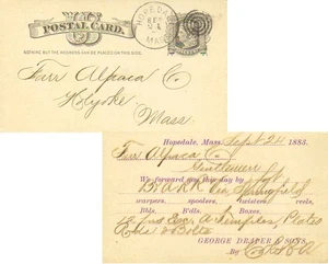 Massachusetts Hopedale 1883 target Postal Card Reverse Printed Advertising Geo - Picture 1 of 1