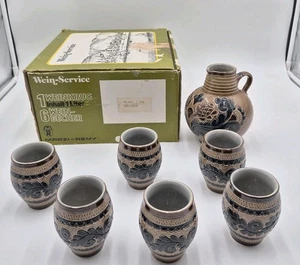 Set tazze brocca vino ceramica terracotta Marzi & Remy vintage tedesco con scatola - Foto 1 di 23