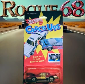 Hot Wheels Hood Basher (Front Ender), Maroon, 1985 Crack-Ups, Buick Regal, MOC - Picture 1 of 8