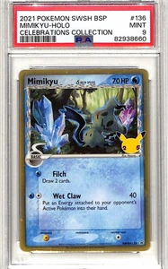 PSA 9 Mimikyu SWSH136 Black Star Promo 2021 SWSH BSP Celebrations Pokemon Card - Picture 1 of 2