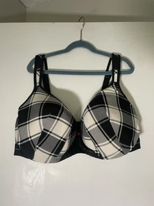 Lane Bryant Cacique BH leicht gefüttert Balconette schwarz kariert 38F Bügel siehe Beschreibung - Bild 1 von 5