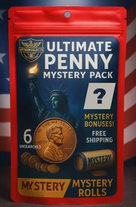 Ultimate Penny Mystery Pack – 6 Bank-Wrapped Rolls (BU or Circulated) + 3 Bonus - Picture 1 of 8