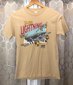Vintage 1991 P-38 Lightning World War II Flugzeug Bomber T-Shirt Herren MEDIUM USA - Bild 1 von 8
