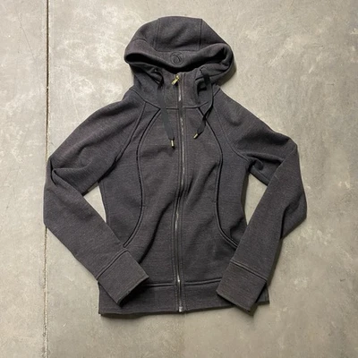Sudadera con capucha para mujer Lululemon grande cremallera completa térmica gris jaspeado atlética Foto 1 de 4