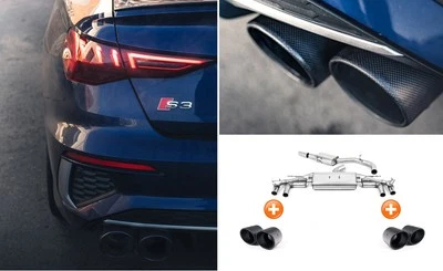 Milltek Sportauspuffanlage Audi S3 8Y Limousine, Endrohr 4x115mm rund Carbon - Bild 1 von 3