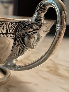 Ekaani Art Nouveau doppio manico placcato argento con facce ciotola bordo decorativo - Foto 1 di 9