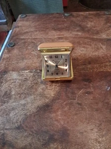 Vintage Westclox Tan Case Wind-Up Travel Alarm Clock Working - Picture 1 of 4