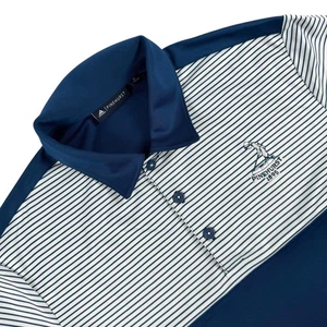 Adidas Pinehurst Polo Shirt Mens M Blue White Striped 1895 Golf Embroidered Logo - Picture 1 of 11