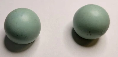 Vintage Turquoise Bakelite Ball Buttons Set of 2 Mid Century Modern - Image 1 of 3