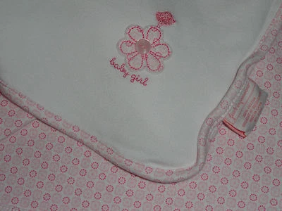 Macys First Impressions Pink Floral Flowers Bird Button Baby Blanket Baby Girl - Image 1 of 2