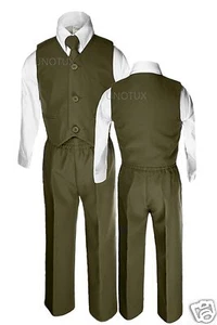 New Baby Boy Toddler Wedding Formal Party Olive Green Vest Suit set Outfit - Picture 1 of 3