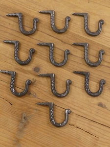 10 Hand Forged Nail In Hooks Medieval Primitive Glazed Iron Hammer Mug Key Small - Picture 1 of 8