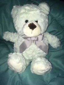 "Oso de peluche verde Animal Adventure pastel como nuevo con lazo gris relleno suave 10""" - Imagen 1 de 7