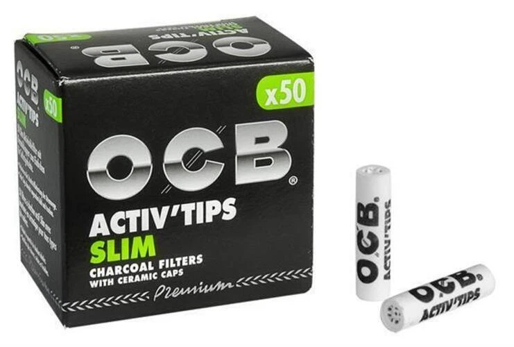 100 OCB Activ Tips Slim Aktivkohlefilter ø7mm Pfeifenfilter Kohlefilter - Bild 1 von 1