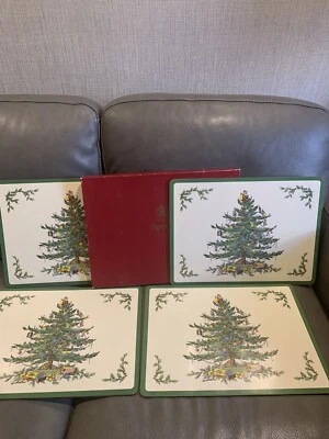Spode Christmas Tree  Hard Cork Back Placemats Set Of 4 With Box - Image 1 of 4