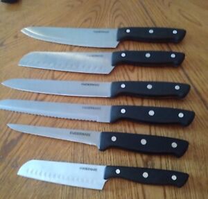 Set of 6 Classic Forged Farberware Knifes 3- 8." 1-7" In 1-6" In. 1- 5"1/2 Chef 