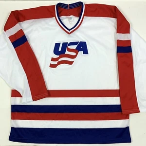 Vintage CCM USA Hockey Jersey 1980s Olympics XL Made in USA Red White and Blue - Picture 1 of 12