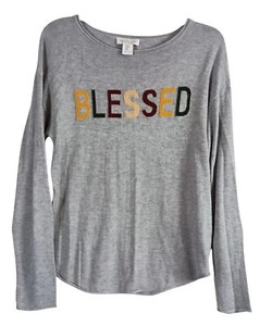 Rachel Zoe BLESSED Cashmere Blend Sweater M Grey Multicolor Soft Lightweight - Picture 1 of 4