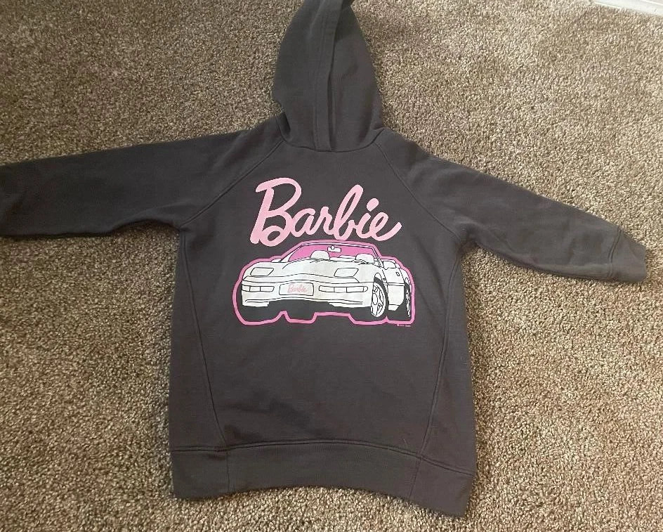 OLD NAVY GIRLS BARBIE GRAY SWEATSHIRT HOODIE SIZE XS (5) - Image 1 of 1