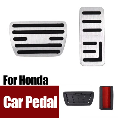 Pastilla de pedal de freno de gasolina para automóvil de aleación de aluminio plateada sin silpa 2 piezas para Honda HR-V 21-23 Foto 1 de 4
