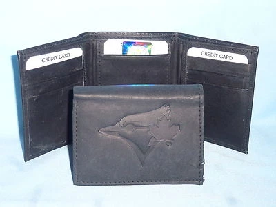 TORONTO BLUE JAYS    Leather TriFold Wallet    NEW    black 3  m1 - Image 1 of 4