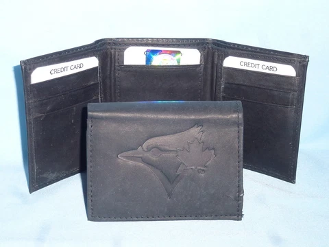 TORONTO BLUE JAYS    Leather TriFold Wallet    NEW    black 3  m1 Cover