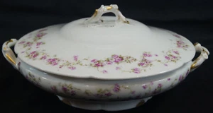 Haviland Limoges Purple Roses Schleiger 1246-4 Covered Vegetable C. 1903 - 1925 - Picture 1 of 9