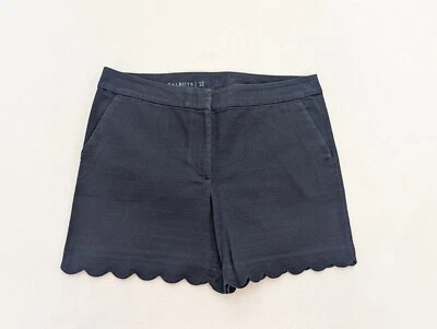Talbots Women's Scallop Chino Shorts Size 12 Navy Blue - Image 1 of 4