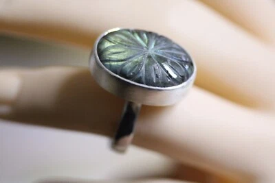 -- Solo - ovales Labradoritköpfchen in Silber gefasst für Charlotte 21 -- - Bild 1 von 4