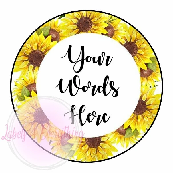 LABELS4EVERYTHING Personalised Sunflower Flowers Wreath Funeral Birthday Stickers Party Thank You