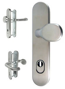 Edelstahl Haustür Schutzbeschlag 1586 U-Form HS 92mm ES1 mit ZA Türklinke Griffe - Bild 1 von 5