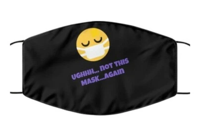 Ughh ....Smiley Face Mask: Black - Image 1 of 3