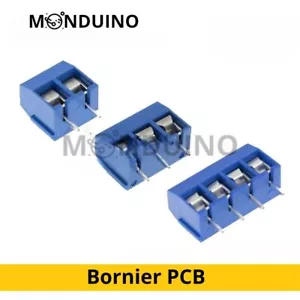 Bornier à vis 2, 3, 4 broches - 5 à 20 pcs - Borne pin à souder bleu PCB 5mm - Imagen 1 de 7