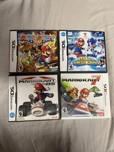 Nintendo DS Game Lot (4) Mariokart DS- Mario Kart 7, Mario Party, Mario Olympics - Picture 1 of 19