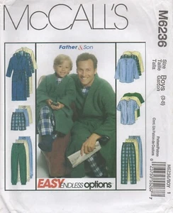 McCalls Sewing Pattern 6236 Dressing Gown Pyjamas Trousers Top Boys Size 3 - 8 - Picture 1 of 13
