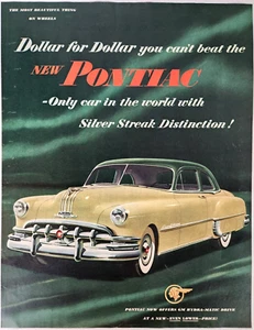 Pontiac Silver Streak 8 Car Ad Vintage 1950 Magazine Print GM Logo - Picture 1 of 9