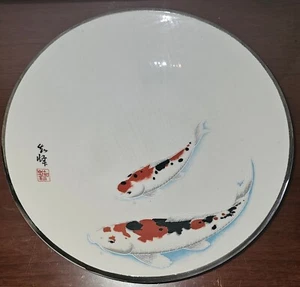 VTG Japan Prince China Double Koi Carp Fish Deep DIsh Silver Rimmed Plate-EUC! - Picture 1 of 17