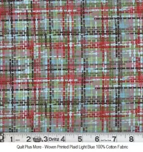 Tessuto Stampato Plaid Azzurro Tessuto 100% Cotone da 1/4 di iarda - Foto 1 di 1