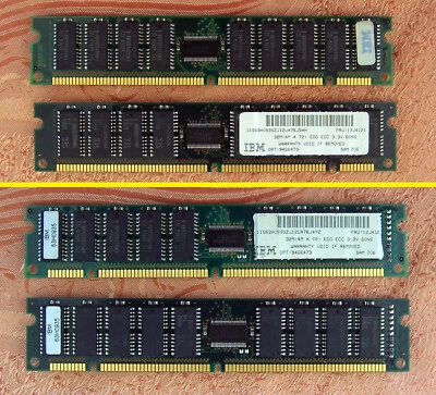 Memoria rara IBM 2x32MB = 64MB 63H0935 168 pines 60NS EDO ECC 3,3 V (4 M x 72) SIN PROBAR Foto 1 de 4