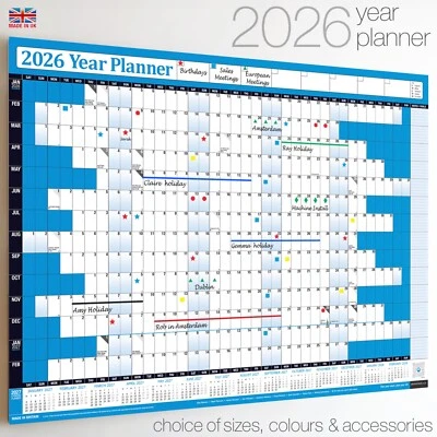 2026 Wall Planner Calendar Wall Chart Calender Holidays ✔WIDEST RANGE ON EBAY - Image 1 of 4