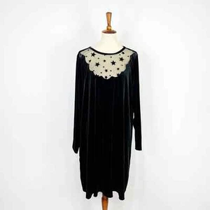 ModCloth dress black velvet sheer stars neckline swing size 3X - Picture 1 of 7
