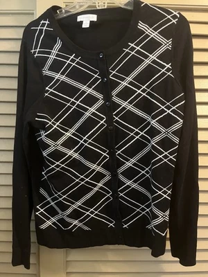 Charter Club Women's Black Knit Long Sleeve Sweater Cardigan Size M - Image 1 of 4